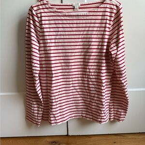 J. Crew Red and White Striped Top